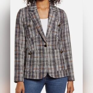 Halogen Black Navy Libbie Tweed Blazer Size Large - NWT